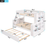 Twin over Full Bunk Bed with Trundle and Shelves