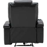Power Motion Recliner with USB Charge Port and Cup Holder -PU Lounge chair for Living Room,Black(Old Sku:PP194010BAA）