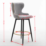 A&A Furniture,29" Modern Leathaire Fabric bar chairs,180° Swivel Bar Stool Chair for Kitchen,Tufted Gold Nailhead Trim Gold Decoration Bar Stools with Metal Legs,Set of 2 (Light Grey)