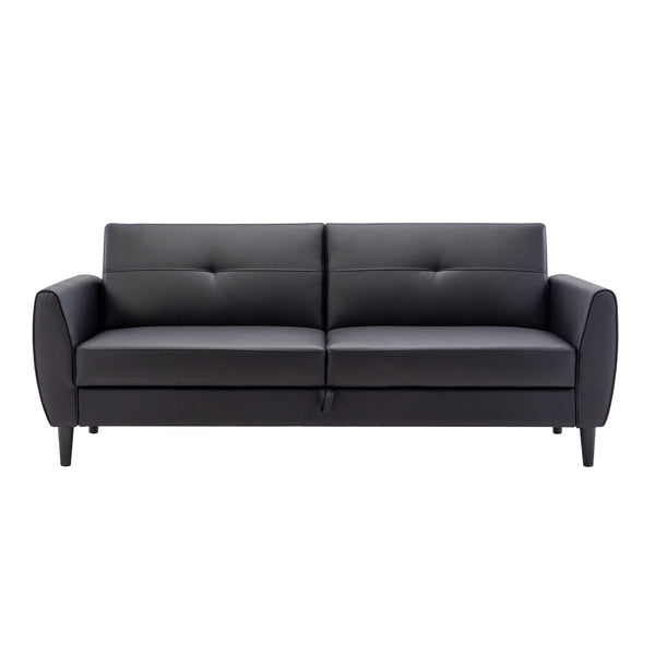 Orisfur. PU Leather Modern Convertible Folding Futon Sofa Bed with Storage Box for Compact Living Space, Apartment, Dorm