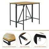 GO 10-Piece Outdoor Patio Wicker Bar Set, Garden PE Rattan Wicker Dining Table, Square Stool Set, Foldable Tabletop, Acacia Wood Tabletop, High-Dining Bistro Set with 8 Stools And 2 Wood Table, Brown