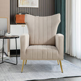 Modern Velvet Accent Chair with Arms, Wingback Reading Chair