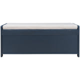 TREXM  Storage Bench with 3 Shutter-shaped Doors,  Shoe Bench with Removable Cushion and Hidden Storage Space (Antique Navy)