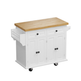 Kitchen Island Cart with Two Storage Cabinets
