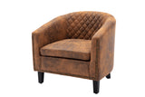 COOLMORE accent Barrel chair living room chair with nailheads and solid wood legs  Light  Coffee microfiber fabric