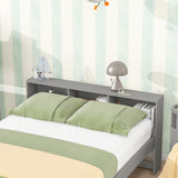 Grey Full Bunk Beds with Bookcase Headboard