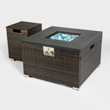 Outdoor Gas Fire Pit  Square Fire Pit Table with Propane Tank Cover