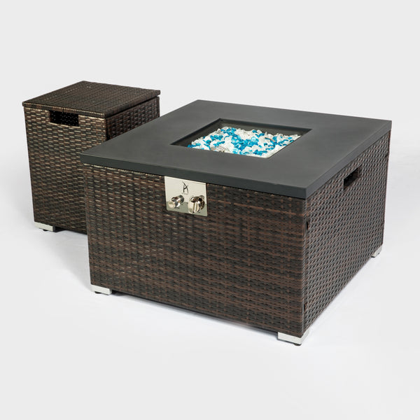 Outdoor Gas Fire Pit  Square Fire Pit Table with Propane Tank Cover