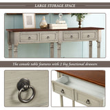 TREXM Console Table Sofa Table with Storage for Entryway with Drawers and Shelf (Antique Grey)