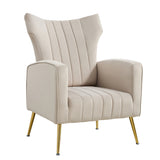 Modern Velvet Accent Chair with Arms, Wingback Reading Chair