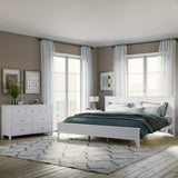 White Solid Wood 3 Pieces King Bedroom Sets (King Bed + end table +dresser)