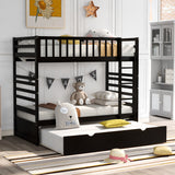 Twin Bunk Beds for Kids with Safety Rail and Movable Trundle bed