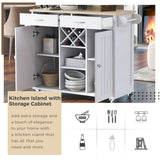 K&K Store Kitchen Island Cart with Two Storage Cabinets - Wine Rack, Two Drawers - Spice Rack - Towel Rack