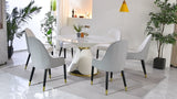 Modern sintered stone round dining table with stainless steel base