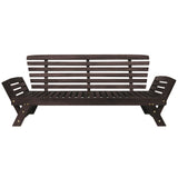 Outdoor Adjustable Patio Wooden Daybed Sofa Chaise Lounge with Cushions for Small Places, Brown Finish+Gray Cushion