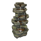 Outdoor Water Fountain Rock Waterfall Fountain & Backyard Water Feature with LED