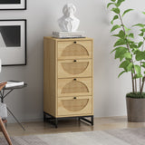Natural rattan，Cabinet with 4 drawers，Suitable for living room, bedroom and study，Diversified storage