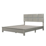 Queen Champagne Silver Platform Bed Solid Rubber Wood Frame and Legs