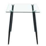 Modern Minimalist Rectangular Glass Dining Table for 4-6 with 0.31" Tempered Glass Tabletop and Black Coating Metal Legs, Writing Table Desk, for Kitchen Dining Living Room, 47" W x 31"D x 30" H
