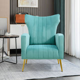 Modern Velvet Accent Chair with Arms, Wingback Reading Chair