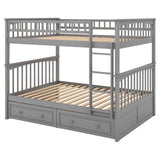 Full over Full Bunk Bed with Drawers, Convertible Beds