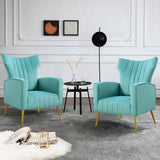 Modern Velvet Accent Chair with Arms, Wingback Reading Chair