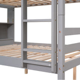 Grey Full Bunk Beds with Bookcase Headboard