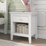 4 Pieces Traditional Concise Style White Bedroom Sets, Nightstand+ Dresser+ Mirror+ Full Bed