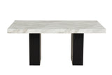 7-piece Dining Table Set with 1 Faux Marble Dining Rectangular Table and 6 Upholstered Chairs