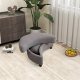 32.7" W Boucle Upholstered Half Crescent Moon Storage Bench Large Ottoman With Tray Serve As Side Table Soft Padded Seat Dressing Shoe Bench Foot Rest For Living Room, Entryway, Hallway（Dark Gray）