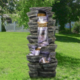 40 inch Rockery Shower Outdoor Water Fountain with LED Lights for Home&Office