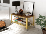 Coffee Table,2-Tier ,Accent Furniture for Living Room w/Mesh Shelf
