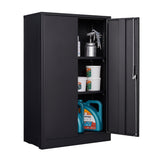 Metal Storage Cabinet with Locking Doors and Adjustable Shelf, Folding Filing Storage Cabinet , Rolling Storage Locker Cabinet for Home Office,School,Garage, Black