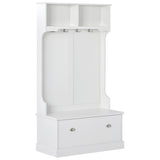 Hall Tree with 4 Hooks, Coat Hanger, Entryway Bench, Storage Bench
