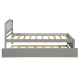 Twin size Platform Bed Wood Bed Frame with Trundle, Grey