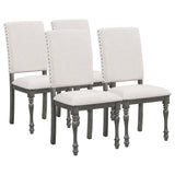 6-Piece Wood Dining Table Set Rectangular Table with Turned Legs, 4 Upholstered Chairs and Bench for Dining Room
