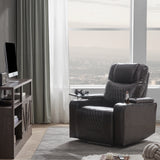 Power Motion Recliner with USB Charging Port and Hidden Arm Storage 2 Convenient Cup Holders Design and 360° Swivel Tray Table,Black（旧PP198292AAB）