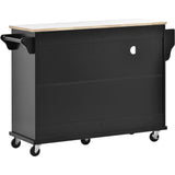 Kitchen Island Cart with Storage Cabinet and Two Locking Wheels, Solid wood Microwave cabinet