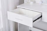 Large Vanity Desk with Mirror and Lights, Makeup Vanity Table with 10 Light Bulbs, 2 Drawers, 6 Storage Shelves & Cushioned Stool, Makeup Vanity with Lights for Bedroom, White