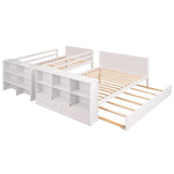 Twin over Full Bunk Bed with Trundle and Shelves