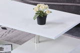 LED Coffee Table for Living Room, Modern Coffee Table, High Gloss White Finish Centre Sofa Table, S-Shaped Open Storage Shelf