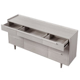 Modern Style Wood Grain 9-Drawer Dresser with Solid Wood Legs, Stone Gray