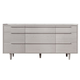 Modern Style Wood Grain 9-Drawer Dresser with Solid Wood Legs, Stone Gray