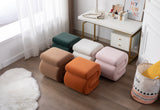 S-shape Velvet Fabric Ottoman Makeup Stool Footstool,Light Pink