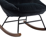 Tufted Upholstered Padded Seat Rocking Chair-Velvet Black
