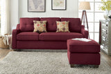 Red Sectional Sofa & 2 Pillows in Red Linen