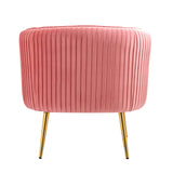 Velvet Accent Upholstered Chair, Living Room Chair, Modern Reception Arm Chair with Golden Legs for Bedroom Reading Room