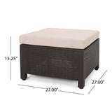 Riley Outdoor Wicker Print 2 Seater Chat Set with Ottomans