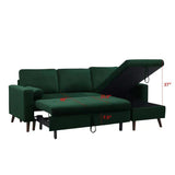 88" Reversible Pull out Sleeper Sectional Storage Sofa Bed,Corner sofa-bed with Storage Chaise Left/Right Handed Chaise