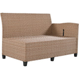 5-Piece Outdoor Patio Rattan Sofa Set, Sectional PE Wicker L-Shaped Garden Furniture Set with 2 Extendable Side Tables, Dining Table and Washable Covers for Backyard, Poolside, Indoor